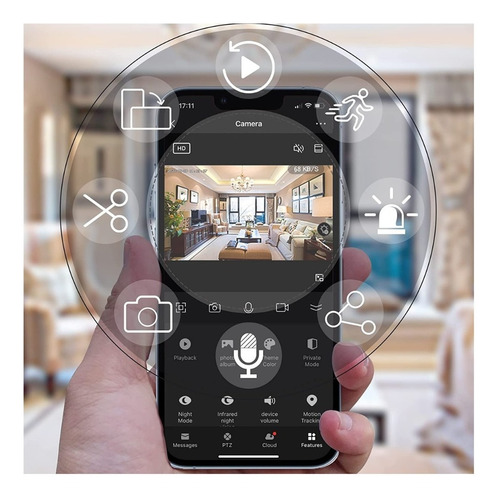 Imagen 4 de 9 de Cámara Wifi Robótica 355° 90° Foco Soquete C/audio App Cel