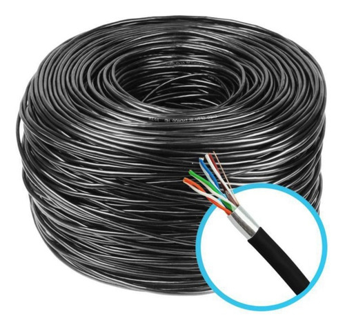 Cabo De Rede Lan Cat5e 8 Vias 100 Metros Blindado Preto