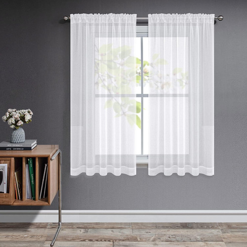 Joydeco Cortinas Transparentes Blancas De 63 Pulgadas De Lar