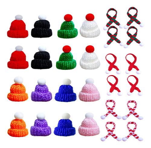 28 Piezas De Mini Gorro Y Bufanda De Punto De Navidad, Sombr