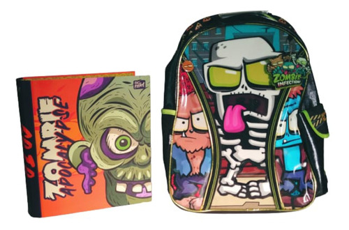 Mochila Escolar Zombie Infection 45x32 + Carpeta Oferta!