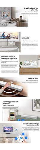 Barra de Som Samsung Série S HW-S61D/ZS Cor Branca 31W HDMI Wi-Fi/Bluetooth 5.0 Canais