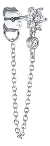Arete De Plata 925 Zirconias Flor Unitalla Mujer