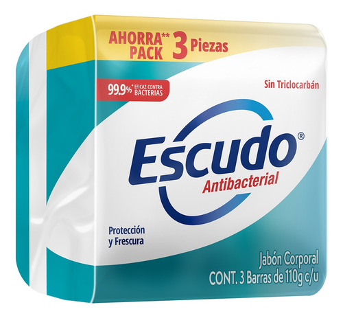 Jabones En Barra Escudo Protección Y Frescura 110gr 3 Piezas