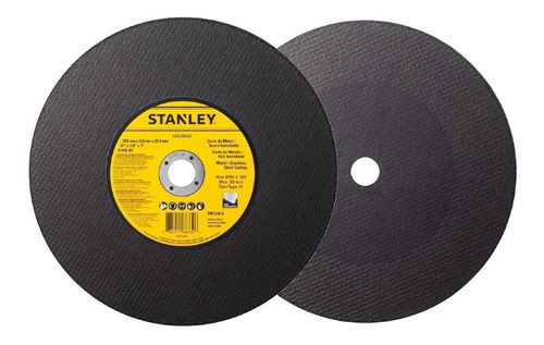 5 Discos De Corte Metal Policorte 12 Pol Furo 1 Pol Stanley Cor Preto