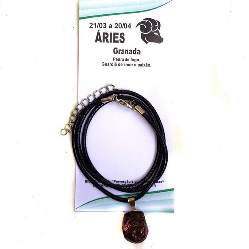 Colar De Pedra Do Signo Áries Granada Cristal Natural Cordão Cor Marrom