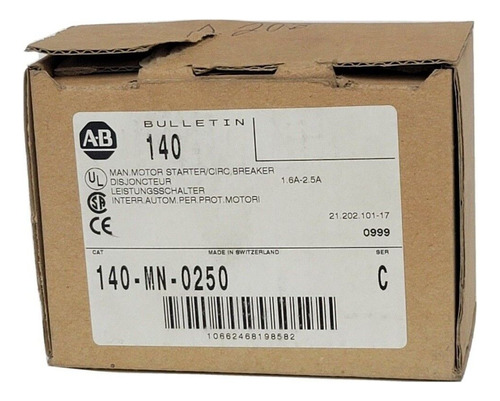 New Allen Bradley 140-mn-0250 /c Manual Starter/circuit  Zzg