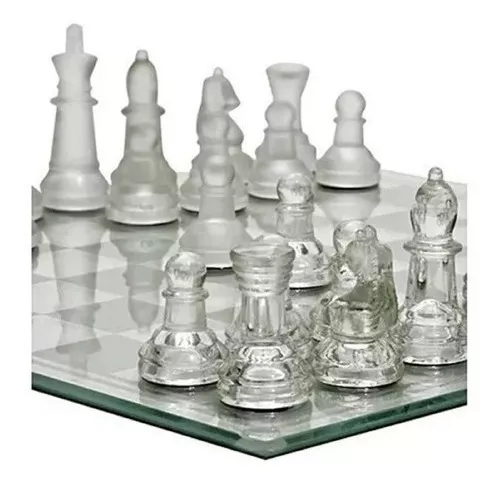 Conjunto de xadrez de vidro peças elegantes e jogo de tabuleiro de