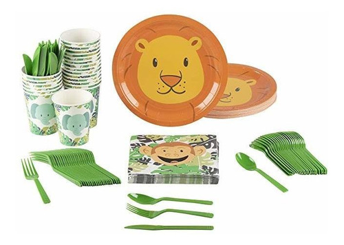 Fiesta Animal - Sirve 24 - Incluye Platos, Cuchillos, Cuchar