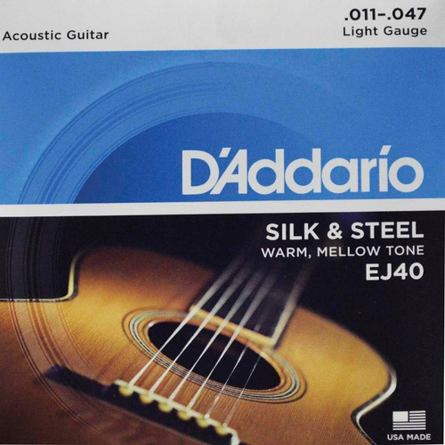 Ej-40 Juego Cuerdas Guitarra Folk Calibres 11-47 Daddario
