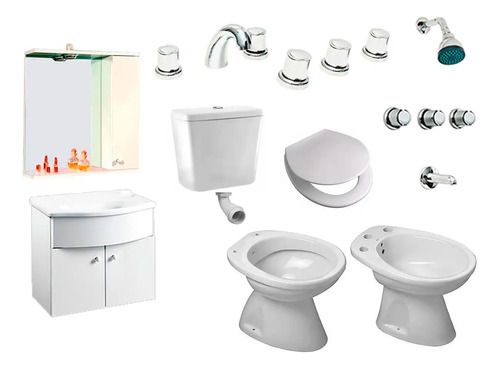 Combo Baño Completo Griferias Inodoro Vanitory Colgante 5