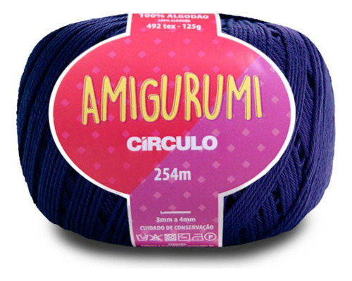 Linha Fio Amigurumi Círculo 254m 100% Algodão - Trico Croche Cor ANIL PROFUNDO 2856