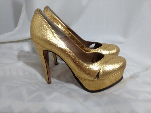 Stilettos Paruolo Talle 40 Dorados Taco Alto Hermosos