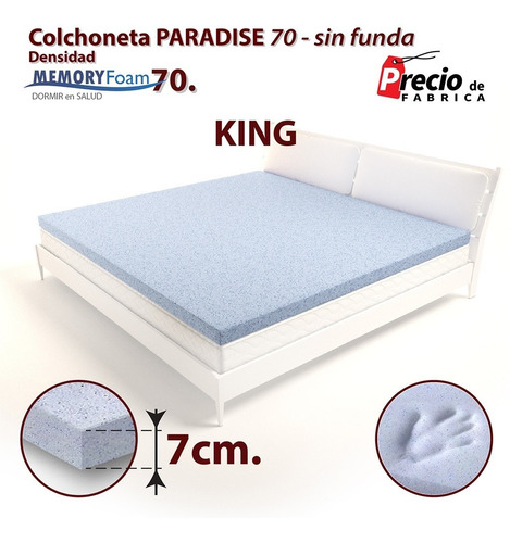 Colchoneta De Memory Foam 70kg Con Gel De 7cm King