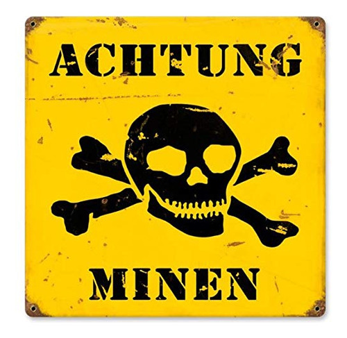 Señales De Metal  Achtung Minen  Militares 12  X 12  P...