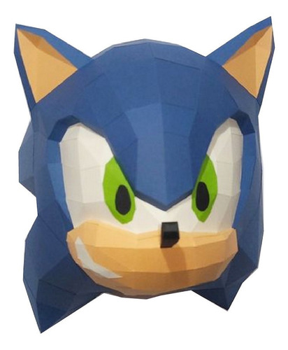 Imagen 3 de 4 de Sonic Rostro Para Armar Papercraft Papiroflexia