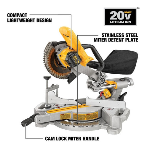 Sierra Inglete Inalambrica 7 1/4 Dcs361b Dewalt