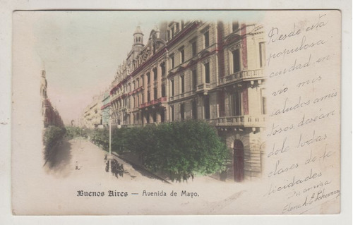 Buenos Aires Antigua Postal Vista Avenida De Mayo Vintage