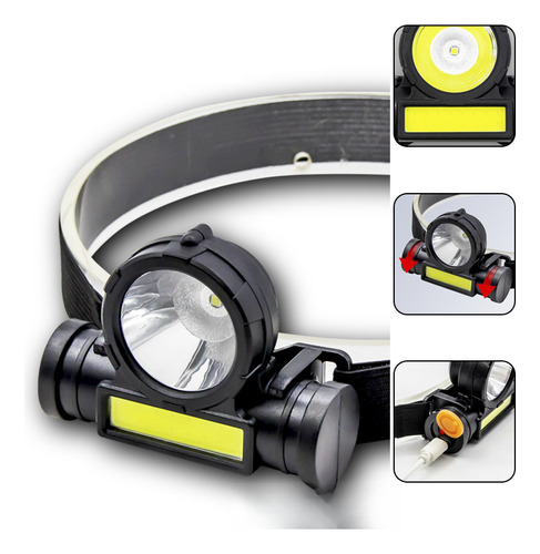 Linterna Frontal Led Cobb, Doble Propósito, Luz Fuerte