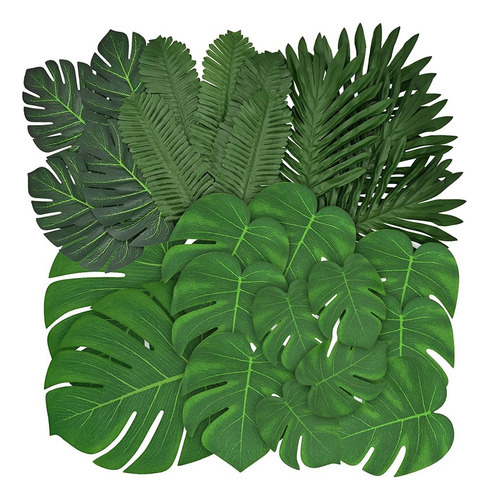 84 Hojas De Palma Artificiales De 6 Tipos, Tropical Monstera