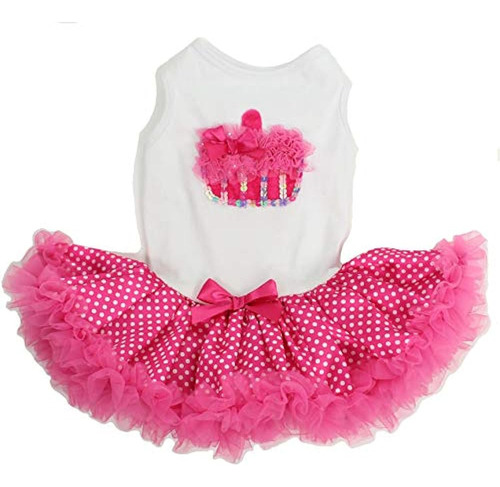 Vestido Hotpink Blanco Cupcake Petti Para Perros