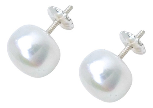 Aros Perlas Naturales De Rio 8 Mm A Rosca Plata 925 (lepr8)
