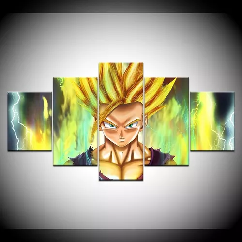 Quadro Decorativo Dragon Ball Goku Super Sayajin 5 Peças