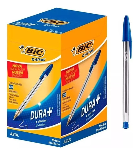 Lapicera Bolígrafo Bic Cristal Azul Caja X50. 