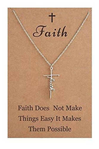 Collar - Faith Cross Necklace Belive Hope Loved Pendant Neck