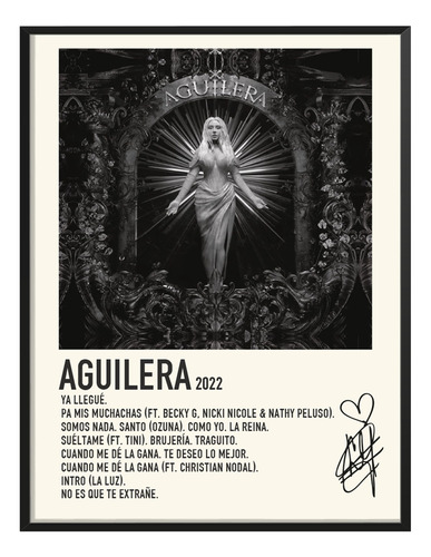 Poster Christina Aguilera Album Tracklist Aguilera 45x30