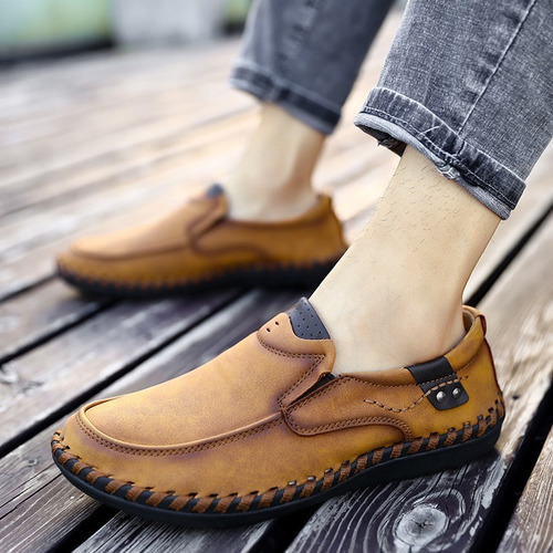 Mocasines For Hombre Zapatos De Cuero Sin Cordones