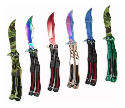 1 Canivete Butterfly Karambit Cs Go Trava De Mola Cores