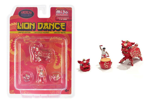 American Diorama Lion Dance Figuras Para Diorama 1/64 Metal Color Rojo