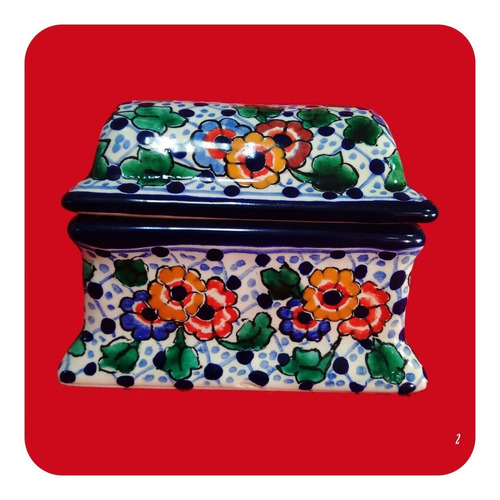 Imagen 2 de 4 de 2 Alhajeros Cofre De Talavera Poblana Barroca 12x10cm M2 Lhj