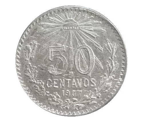 Moneda 50 Centavos Resplandor De Plata 1907 Ley 0.800