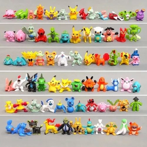 Kit De72 Bonecos Miniatura Lote Pokémon com Pikachu Incluso