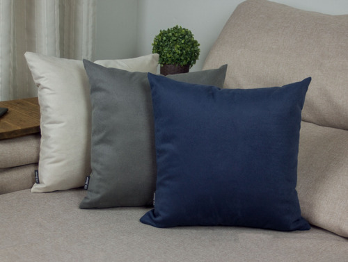 Kit de 3 fundas de almohada Lisa Suede Invisible, color marrón liso, azul, gris y beige