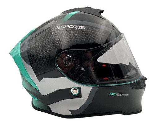 Casco Integral X Sports V151 Negro Menta Brillante