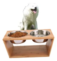 Comprar 7  H Elevado Elevado Comedero Agua Alimento Plato Doble Para