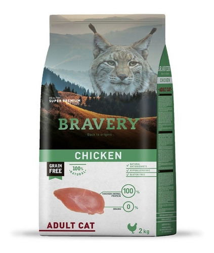 Alimento Para Gatos Adultos Bravery Pollo 2 Kg