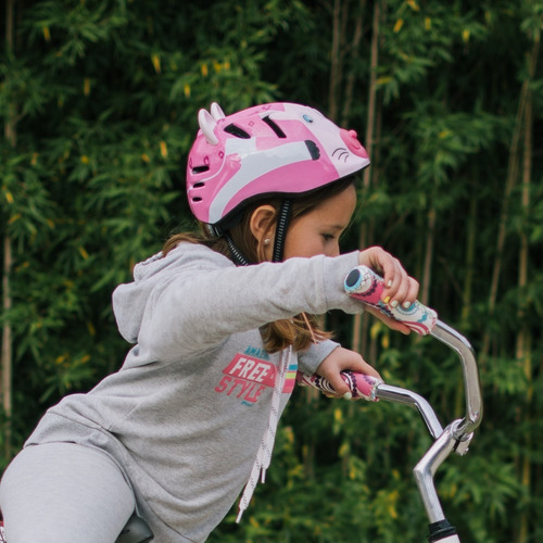 Casco Slp Niños Protección Bicicleta Rollers De Animales Color Rosa Talle M
