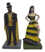 Comprar Esculturas Orixas Exu E Pomba Gira Dourados E Preto 16 Cm