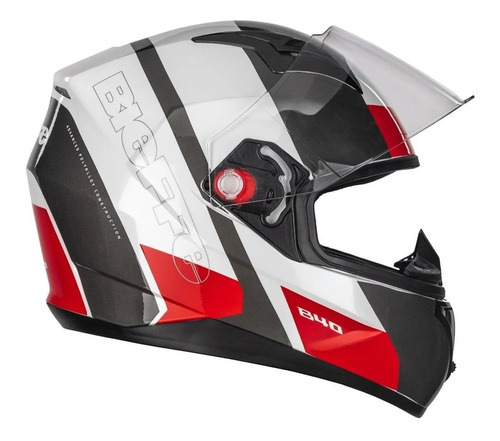 Capacete Moto Bieffe B40 Solid Branco Vermelho N60