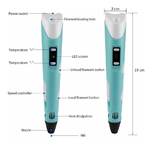 Lápiz 3d Impresora Con Pantalla Usb Incluye Insumos Base