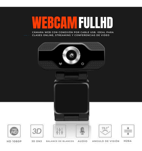 Webcam Cámara Web Full Hd 1080p Con Micrófono Streaming Zoom