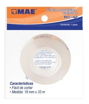 Lote 10 Cintas Adhesivas Cristal 18mm X 33m Mae Bc-42