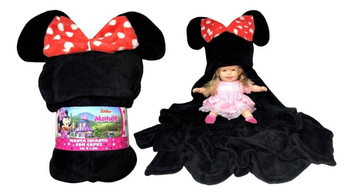 Manta Infantil Com Capuz Laço Da Minnie Mouse Menina Disney