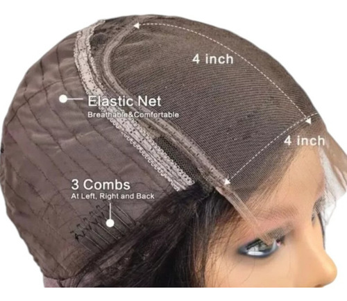Lace Front Cabelo Humano 60 Cm Preto M