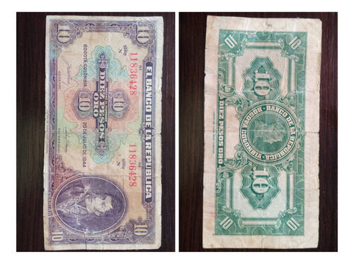 Billete  10 Pesos, 1944.