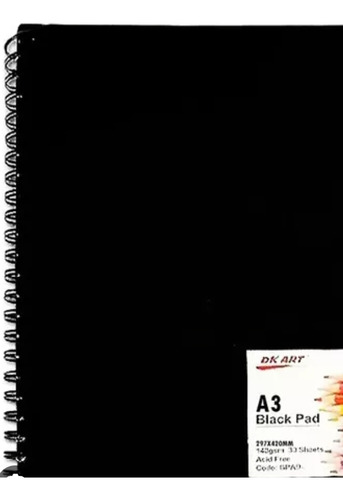 Cuaderno De Dibujo A3 Dk 30 Hojas Negro  140 Gr